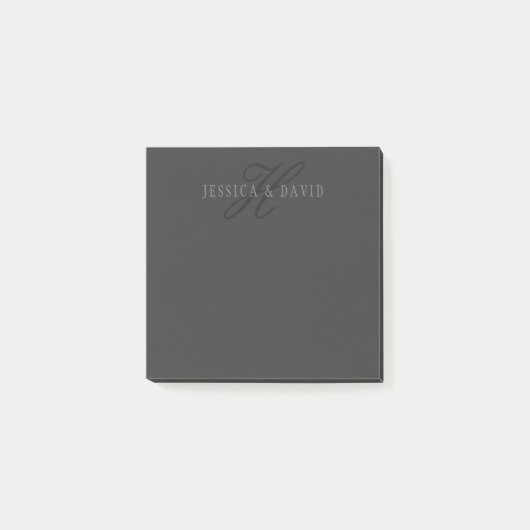 Elegante namen & Monogram | Donker & Lichtgrijs Post-it® Notes (Voorkant)