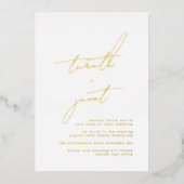 Elegante NAMEN | Stijlvolle witte & gouden bruilof Folie Uitnodiging (Voorkant)