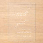 Elegante NAMEN Witte bruiloft Moderne kalligrafie Acryl Uitnodigingen (Voorkant)