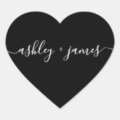 Elegante namen Zwart Huwelijksenvelop Seal Hart Sticker (Voorkant)