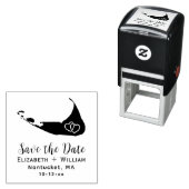 Elegante Nantucket Kaart Bruiloft Save the Date Zelfinktende Stempel (In situ)
