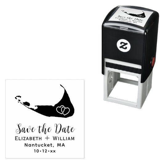 Elegante Nantucket Kaart Bruiloft Save the Date Zelfinktende Stempel (In situ)