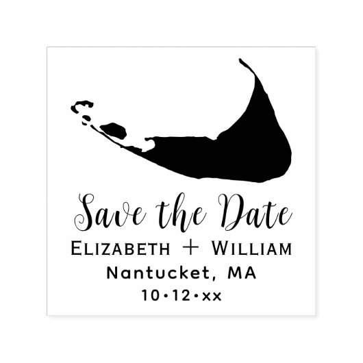 Elegante Nantucket Kaart Bruiloft Save the Date Zelfinktende Stempel (Design)