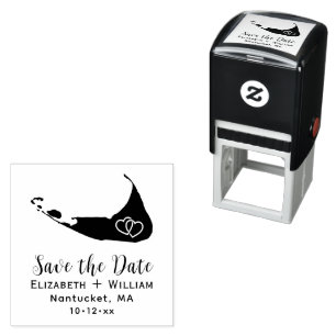 Elegante Nantucket Kaart Trouw Save the Date Zelfinktende Stempel