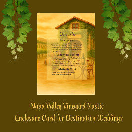 Elegante Napa Valley Vineyard rustieke bruiloft Informatiekaartje