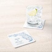 Elegante Napels Florida kaart bruiloft Kartonnen Onderzetters (Insitu)