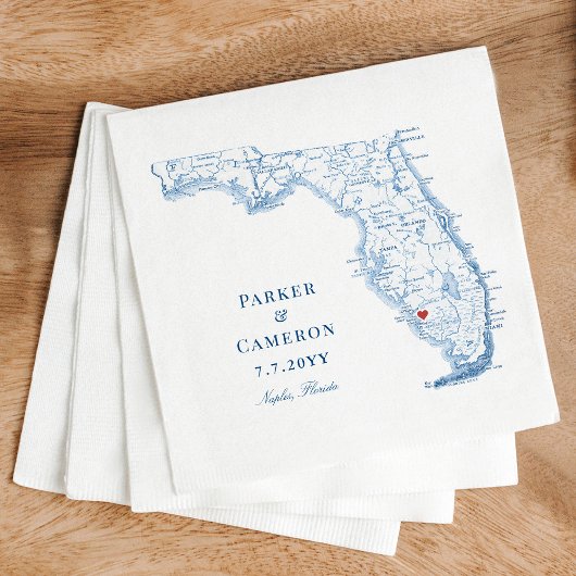 Elegante Napels Florida kaart bruiloft Servet