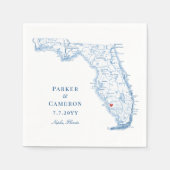 Elegante Napels Florida kaart bruiloft Servet (Voorkant)