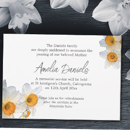 Elegante Narcis Rouwaankondigingskaart Kaart