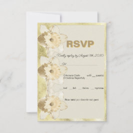 Elegante narcisbloem op maat met gouden lijst RSVP kaartje