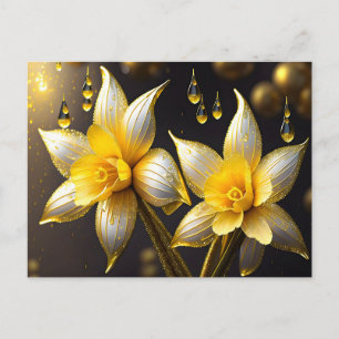 Elegante narcissen met gouden accenten, Pasen  Feestdagenkaart