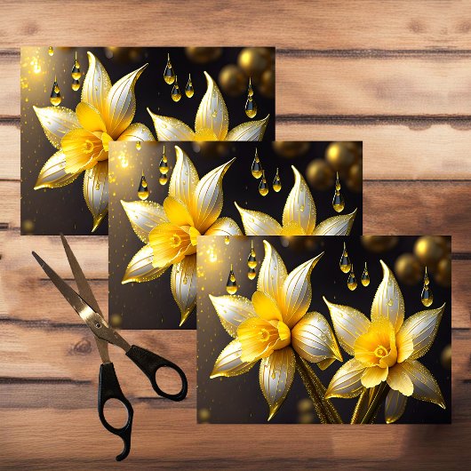 Elegante narcissen met gouden accenten, Pasen Tissuepapier
