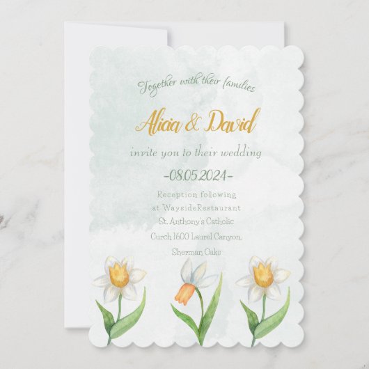 Elegante Narcissus Bloem Bruiloft Uitnodiging (Voorkant)