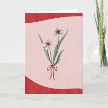 Elegante Narcissus Bloem Watercolor Kerstkaart