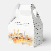 Elegante Nashville City Skyline Waterverf bruiloft Bedankdoosjes (Achterkant)