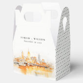 Elegante Nashville City Skyline Waterverf bruiloft Bedankdoosjes (Geopend)