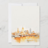 Elegante Nashville City Skyline Waterverf bruiloft Bedankkaart (Achterkant)