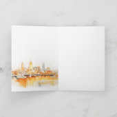 Elegante Nashville City Skyline Waterverf bruiloft Bedankkaart (Binnen)