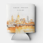 Elegante Nashville City Skyline Waterverf bruiloft Blikjeskoeler (Achterkant)