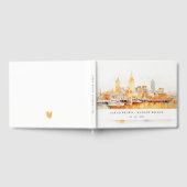 Elegante Nashville City Skyline Waterverf bruiloft Gastenboek (Volledig)