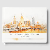 Elegante Nashville City Skyline Waterverf bruiloft Gastenboek (Voorkant)