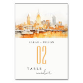 Elegante Nashville City Skyline Waterverf bruiloft Kaart (Achterkant)