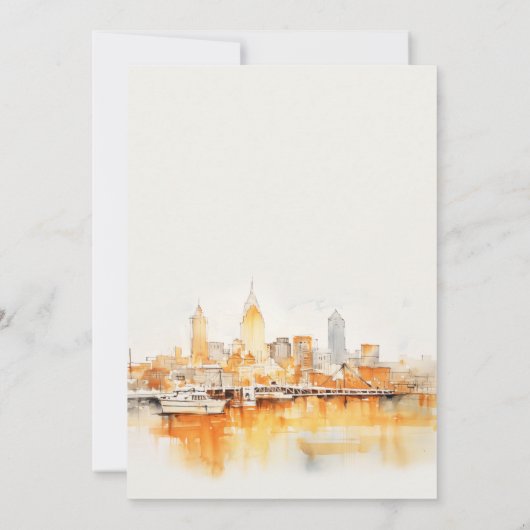 Elegante Nashville City Skyline Waterverf bruiloft Kaart