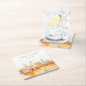 Elegante Nashville City Skyline Waterverf bruiloft Kartonnen Onderzetters (Insitu)