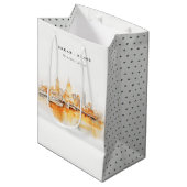 Elegante Nashville City Skyline Waterverf bruiloft Medium Cadeauzakje (Voorkant Gekanteld)