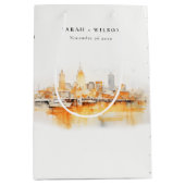 Elegante Nashville City Skyline Waterverf bruiloft Medium Cadeauzakje (Voorkant)