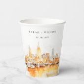 Elegante Nashville City Skyline Waterverf bruiloft Papieren Bekers (Achterkant)