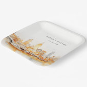 Elegante Nashville City Skyline Waterverf bruiloft Papieren Bordje (Gebogen)