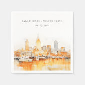 Elegante Nashville City Skyline Waterverf bruiloft Servet (Voorkant)