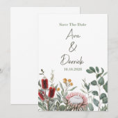 Elegante Native Floral Save the Date Kaart (Voorkant / Achterkant)