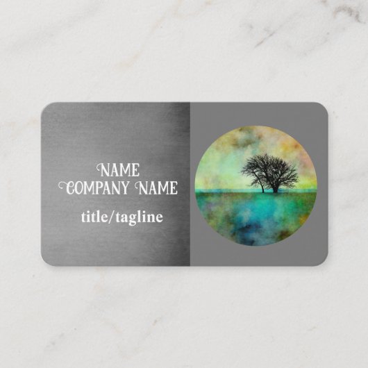 Elegante natuur Art Tree Custom Grey Visitekaartje (Voorkant)