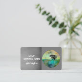 Elegante natuur Art Tree Custom Grey Visitekaartje (Staand voorkant)