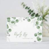 Elegante Natuur Geïnspireerd Green Eucalyptus Wedd RSVP Kaartje (Staand voorkant)