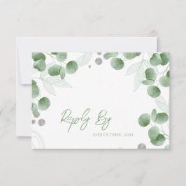 Elegante Natuur Geïnspireerd Green Eucalyptus Wedd RSVP Kaartje