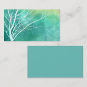 elegante natuur kunst waterverf blauwe en witte bo visitekaartje (Voorkant / Achterkant)