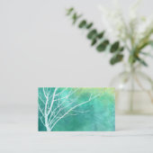 elegante natuur kunst waterverf blauwe en witte bo visitekaartje (Staand voorkant)