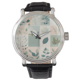Elegante Natuur patchwork Horloge