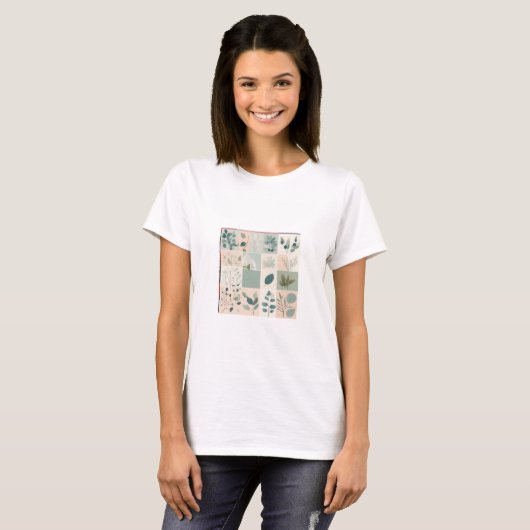 Elegante Natuur patchwork T-shirt (Voorkant volledig)