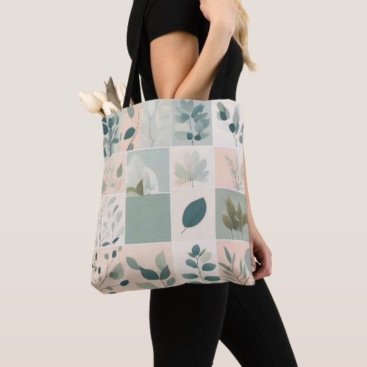 Elegante Natuur patchwork Tote Bag (Dichtbij)