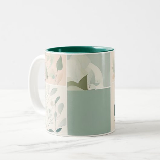 Elegante Natuur patchwork Tweekleurige Koffiemok (Voorkant links)