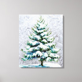 Elegante Natuur Snowy Spruce Wall Hanging Canvas Afdruk