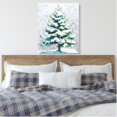 Elegante Natuur Snowy Spruce Wall Hanging Canvas Afdruk (Insitu (Slaapkamer))