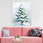 Elegante Natuur Snowy Spruce Wall Hanging Canvas Afdruk (Insitu (Woonkamer))