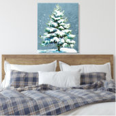 Elegante Natuur Snowy Spruce Wall Hanging Canvas Afdruk (Insitu (Slaapkamer))
