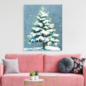 Elegante Natuur Snowy Spruce Wall Hanging Canvas Afdruk (Insitu (Woonkamer))