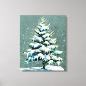 Elegante Natuur Snowy Spruce Wall Hanging Canvas Afdruk (Voorkant)